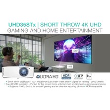 Optoma UHD38X Parlak, Gerçek 4K UHD Oyun Projektörü UHD35STX (En Yeni, Lamba, Kısa Mesafe)