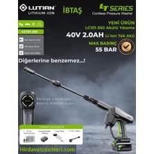 Lutıan LC101-350 -  55 Bar Akülü Oto Araba Yıkama Makinesi - 40 Volt 2 Amper Tek Akülü