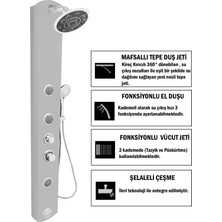 Flow Yapı Stella Silver Gri Masajlı Duş Paneli - Dikey Jakuzi - Robot Duş - El Duşu - Lüx Duş