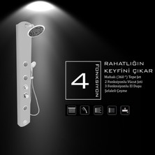 Flow Yapı Stella Silver Gri Masajlı Duş Paneli - Dikey Jakuzi - Robot Duş - El Duşu - Lüx Duş