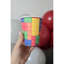 Renkli Bloklar Karton Bardak 8li