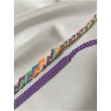 Melush Lila Pastel Zikzak Desenli Örgü Bileklik 2'li Set