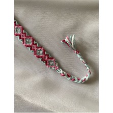 Melush Pembe Etnik Desenli Bileklik Örgü El Işi Bileklik