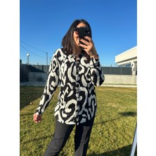 Kadın Büyük Beden Baskılı Örme Gömlek BLUZ-BGB85