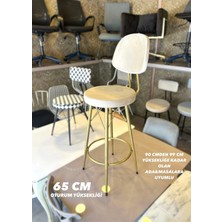 Yeni Vena Bar Sandalyesi Mat(Eskitme) Gold Bej Babyface Kumaş.65  cm  Oturum Yüksekliği