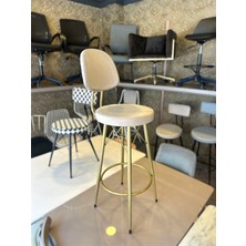Yeni Vena Bar Sandalyesi Mat(Eskitme) Gold Bej Babyface Kumaş.65  cm  Oturum Yüksekliği