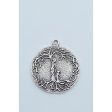 Anne Çocuk - Hayat Ağacı Gümüş Kaplama Kolye Ucu