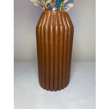 Love Candle Dekor Kahverengi Vazo Çizgili Vazo Dekoratif Vazo Çiçeklik Kuru Çiçek Vazo