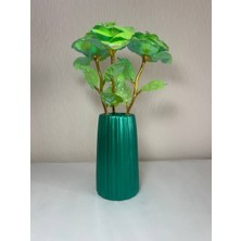 Love Candle Dekor Zümrüt Vazo, Dekoratif Vazo, Kuru Çiçek Vazo, Bohem Büyük Boy Çizgili Vazo, Yeşil Vazo