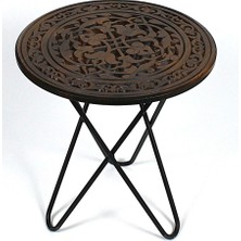 Ahşap Oymalı Yuvarlak Sehpa 40  cm