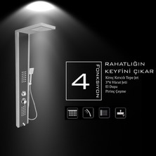 Flow Yapı Çift Renk (Silver Gri-Metalik Füme) Masajlı Duş Paneli - Dikey Jakuzi - Robot Duş - El Duşu - Lüx
