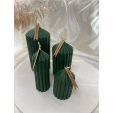 Lily Candles LILY-SPT-006 Dekoratif 4 Lü Yeşil Sütun Mum Seti