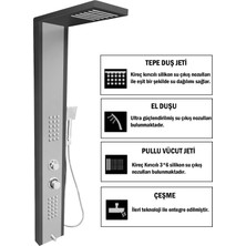 Flow Yapı Çift Renk (Antrasit Gri-Silver Gri) Masajlı Duş Paneli - Dikey Jakuzi - Robot Duş - El Duşu - Lüx