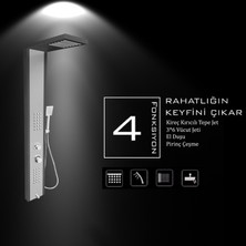 Flow Yapı Çift Renk (Antrasit Gri-Silver Gri) Masajlı Duş Paneli - Dikey Jakuzi - Robot Duş - El Duşu - Lüx