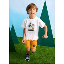 Mayoral Erkek Çocuk Kaykay Şortu ve Tişört Takımı 3607 Turuncu