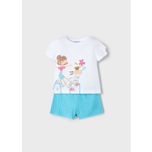 Mayoral Kız Çocuk Şort ve Tişört Takımı 3211 Mavi