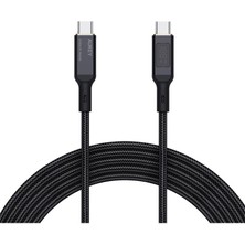 Aukey CB-MCC102-BK 100W Naylon Örgülü 5A 480MBPS Type-C Type-C LCD Ekranlı Kablo 1.8mt