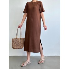 Kadın Bol Uzun Günlük Yazlık Örme Elbise