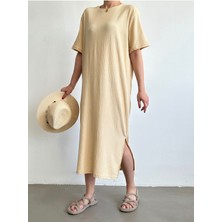 Bejna Kadın Bol Uzun Günlük Yazlık Örme Elbise