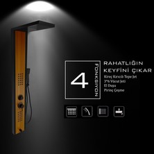 Flow Yapı Çift Renk (Siyah-Teak Ağacı Desenli) Premium Masajlı Duş Paneli - Dikey Jakuzi - Robot Duş - El Duşu
