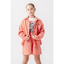 Kız Çocuk Yan Pileli Gömlek T-Shirt Ikili Takım 1809