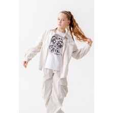 Kız Çocuk Yan Pileli Gömlek T-Shirt Ikili Takım 1809