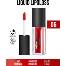 New Well 06 Kırmızı Liquid Lipgloss Asansörlü Sert Form E Vitamini ile Pürüzsüz Dudaklar