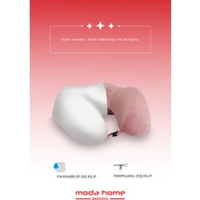 Moda Home Bedding 2 Adet Visco Ortopedik Seyahat Yastığı-Visco Yastık,çıkarılabilir Kılıf, Lüks Seyahat Yastığı Pembe