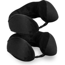 Moda Home Bedding 2 Adet Visco Ortopedik Seyahat Yastığı-Visco Yastık,çıkarılabilir Kılıf, Lüks Seyahat Yastığı Siyah