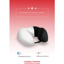 Moda Home Bedding 2 Adet Visco Ortopedik Seyahat Yastığı-Visco Yastık,çıkarılabilir Kılıf, Lüks Seyahat Yastığı Siyah