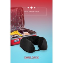 Moda Home Bedding 2 Adet Visco Ortopedik Seyahat Yastığı-Visco Yastık,çıkarılabilir Kılıf, Lüks Seyahat Yastığı Siyah