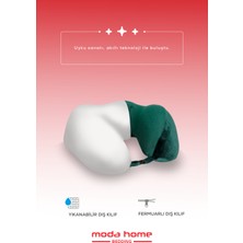 Moda Home Bedding 2 Adet Visco Ortopedik Seyahat Yastığı-Visco Yastık,Çıkarılabilir Kılıf, Lüks Seyahat Yastığı Yeşil