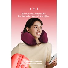 Moda Home Bedding 2 Adet Visco Ortopedik Seyahat Yastığı-Visco Yastık,çıkarılabilir Kılıf, Lüks Seyahat Yastığı Bordo