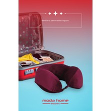 Moda Home Bedding Visco Ortopedik Seyahat Yastığı-Visco Yastık,çıkarılabilir Kılıf, Lüks Seyahat Yastığı Bordo