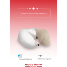 Moda Home Bedding Visco Ortopedik Seyahat Yastığı-Visco Yastık,çıkarılabilir Kılıf, Lüks Seyahat Yastığı Bej