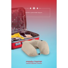 Moda Home Bedding Visco Ortopedik Seyahat Yastığı-Visco Yastık,çıkarılabilir Kılıf, Lüks Seyahat Yastığı Bej