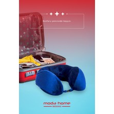 Moda Home Bedding Visco Ortopedik Seyahat Yastığı-Visco Yastık,çıkarılabilir Kılıf, Lüks Seyahat Yastığı Lacivert