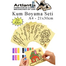 Artlantis Kum Boyama Seti 20 Adet 20X30 cm A4 Boyutunda Büyük Boy Kaliteli Kum Boyama Çalışması Tuz Boyama Etkinlik