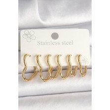 Clariss 316L Çelik Gold Renk Kalp Model Kadın Küpe Seti