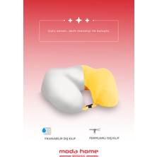 Moda Home Bedding 2 Adet Visco Ortopedik Seyahat Yastığı-Visco Yastık,Çıkarılabilir Kılıf, Lüks Seyahat Yastığı Sarı