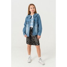 Kız Çocuk Yaka Fırfırlı Gömlek T-Shirt Ikili Takım 1800