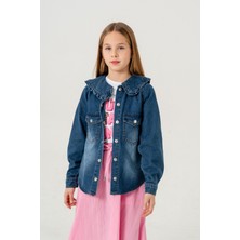 Kız Çocuk Yaka Fırfırlı Gömlek T-Shirt Ikili Takım 1800