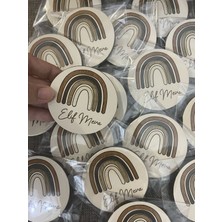 Erel Tasarım Rainbow Gökkuşağı Desenli Kişiye Özel Çocuk ve Bebek Odası Ahşap Kapı  Süsü ve 20 Adet Magnet Seti