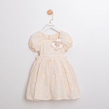 Ministok Anabel Cut Out Detaylı Ekru Renk Kız Çocuk Elbise