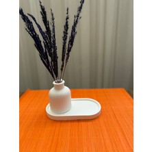 Lydia Accessory Dekoratif Pampas Iskandinav Mini Kuru Çiçek Vazosu ve Tabak Seti