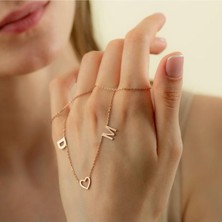 925 Ayar Gümüş Çift Harf Kalp Kolye