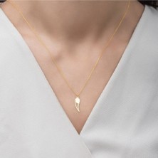 Has Altın Kaplama Minimal Melek Kanadı 925K Kolye