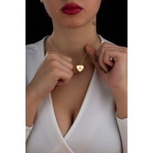 Has Altın Kaplama Kalp Detaylı Harf 925K Kolye