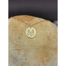 Has Altın Kaplama Işlemeli Kartal 925K Kolye