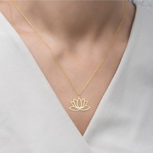 Has Altın Kaplama Lotus Çiçeği 925K Kolye